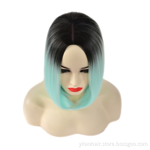 Soft Natural green Color Lace Band Wig synthetic Hair Wigs